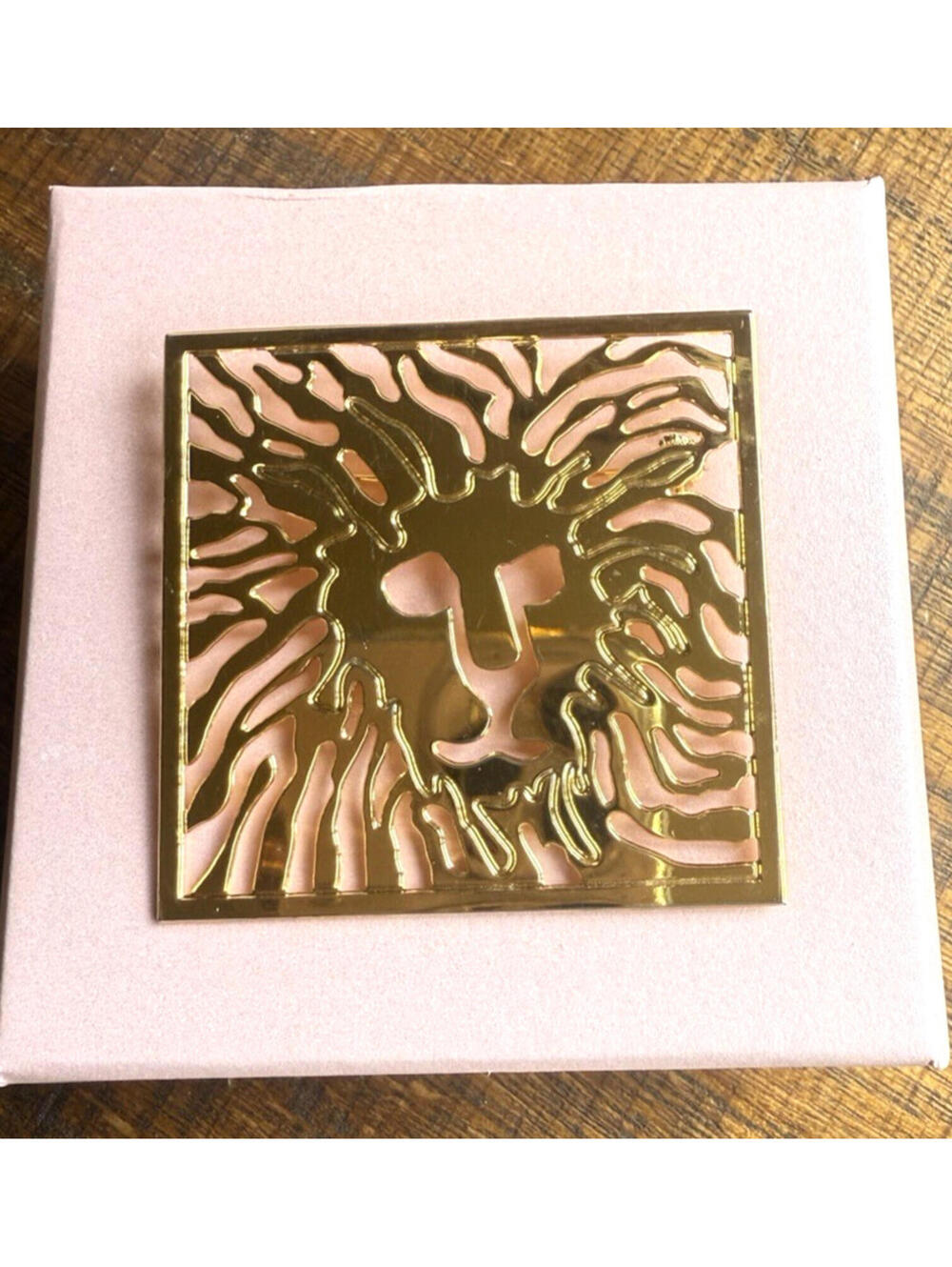 Largeโ Anne Klein Lion Head Brooch / Pin Open Work 2-1/4โx 2-1/4โ Gold Plated